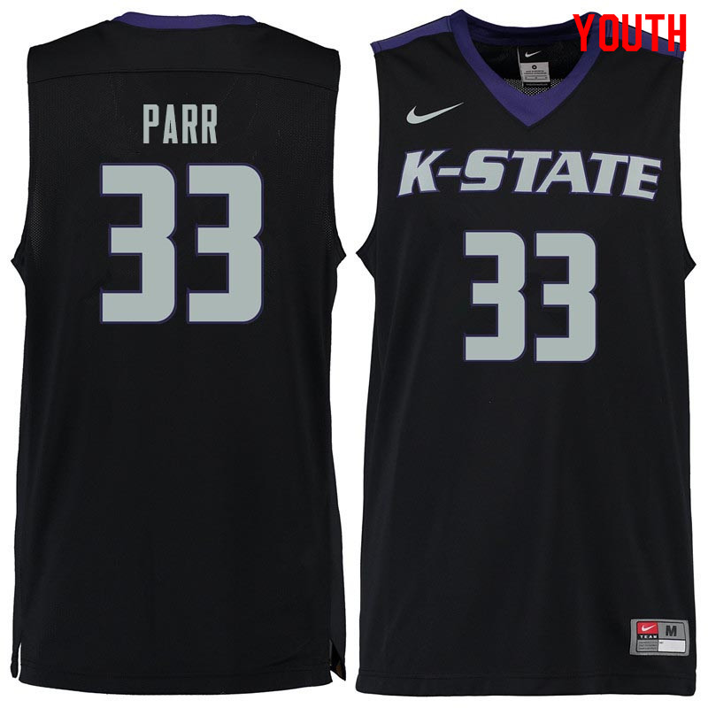Youth #33 Jack Parr Kansas State Wildcats College Basketball Jerseys Sale-Black